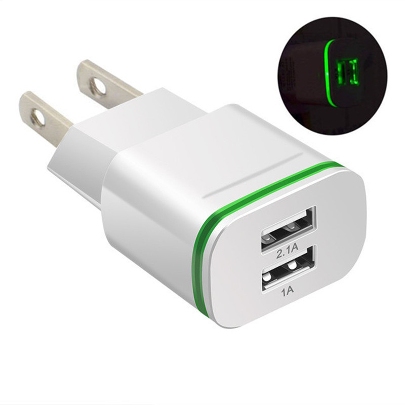 Universal LED Plastic Dual USB Power Adapter for Phone